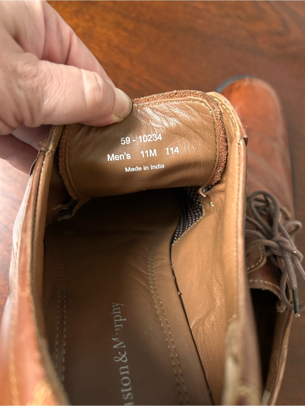 Johnston & Murphy Men’s 11M Brown Leather Derby Dress Shoes Made in India - Picture 9 of 10